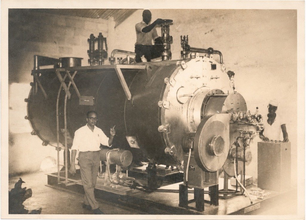 Sri B.R.K. Sastry with boiler machinery