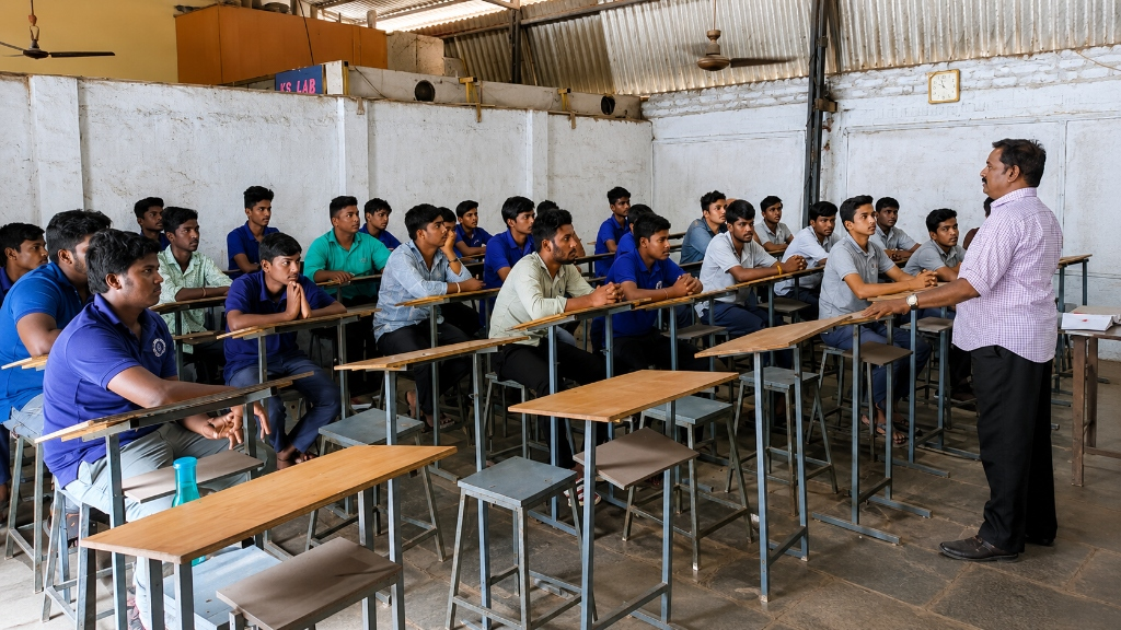 Students attending classroom placement session